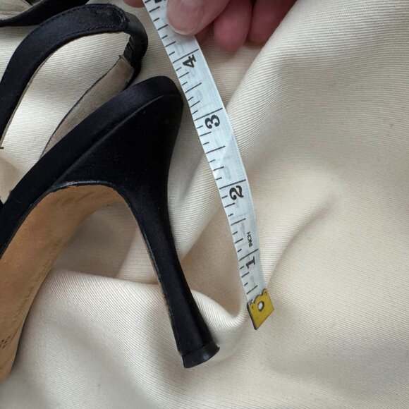 Manolo Blahnik "Carolyne" 90mm Satin Slingbacks in Black, size 38 - Picture 6 of 12